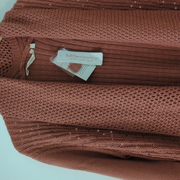 Soft SurroundingsSuzette sequin long line Asymmetrical open front cardigan Large - Picture 5 of 8